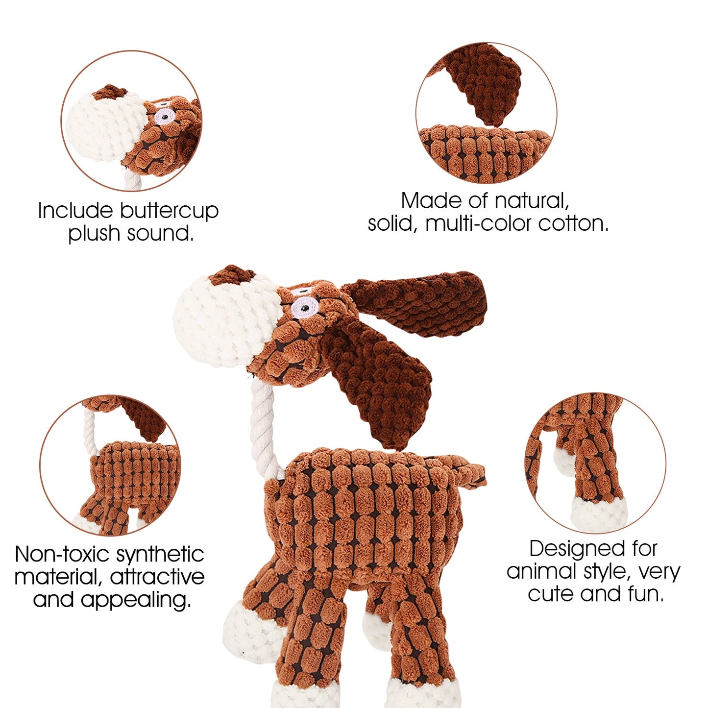 WOOZAPET Rope Neck Plush Dog Toys