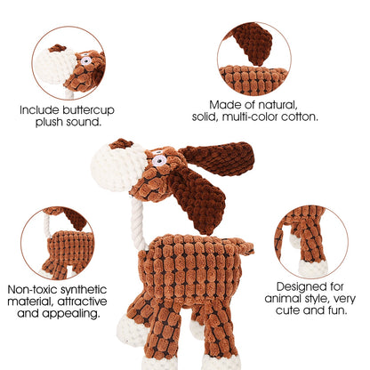 WOOZAPET Rope Neck Plush Dog Toys