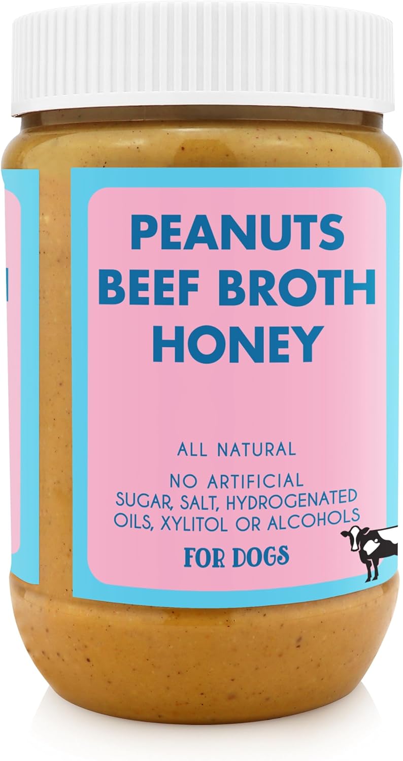 Bark Bistro Beef Broth BUDDY BUDDER - 100% Natural Dog Peanut Butter, Made in USA 17oz jar