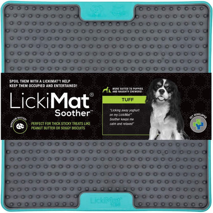 LickiMat Tuff Soother, Heavy-Duty Dog Slow Feeders Lick Mat Turquoise