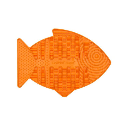 LickiMat Casper, Fish-Shaped Cat Slow Feeder Lick Mat Orange