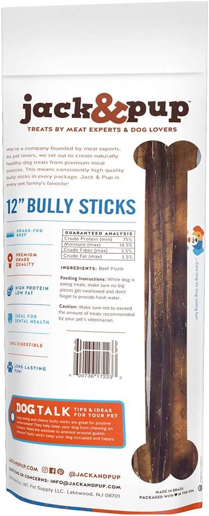 Jack & Pup 12 inch Bully Stick 3 Pack