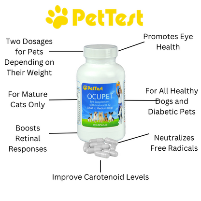 PetTest OcuPet Eye Supplement with Natural B-12 for Cats & Dogs