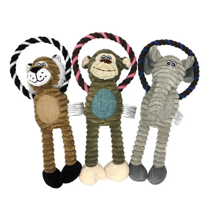 WOOZAPET Rope Dog Toy with Combination of Plush Stuffed Animal