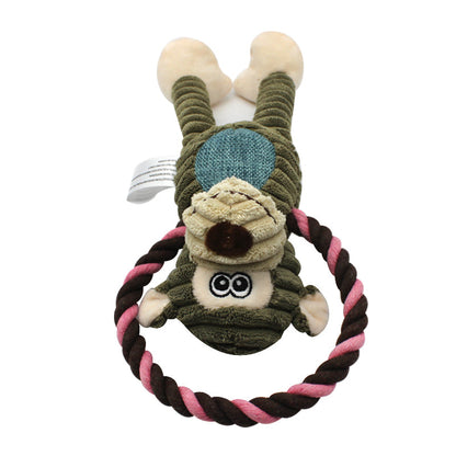 WOOZAPET Rope Dog Toy with Combination of Plush Stuffed Animal