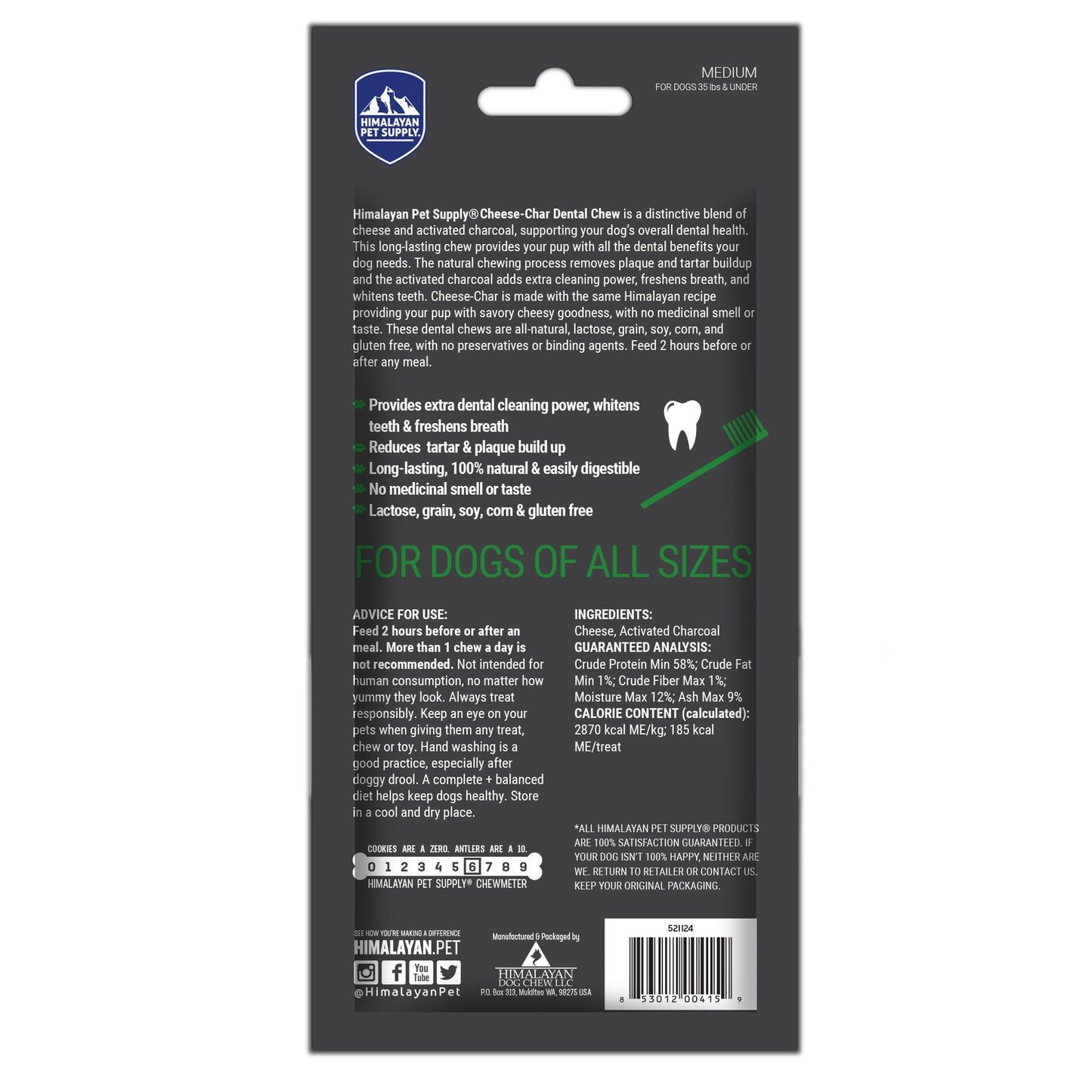 Himalayan Dog Chew Charcoal Cheese Chew Medium