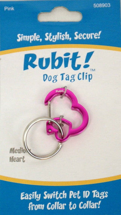 Rubit! Heart Aluminum Dog Tag Clip Medium