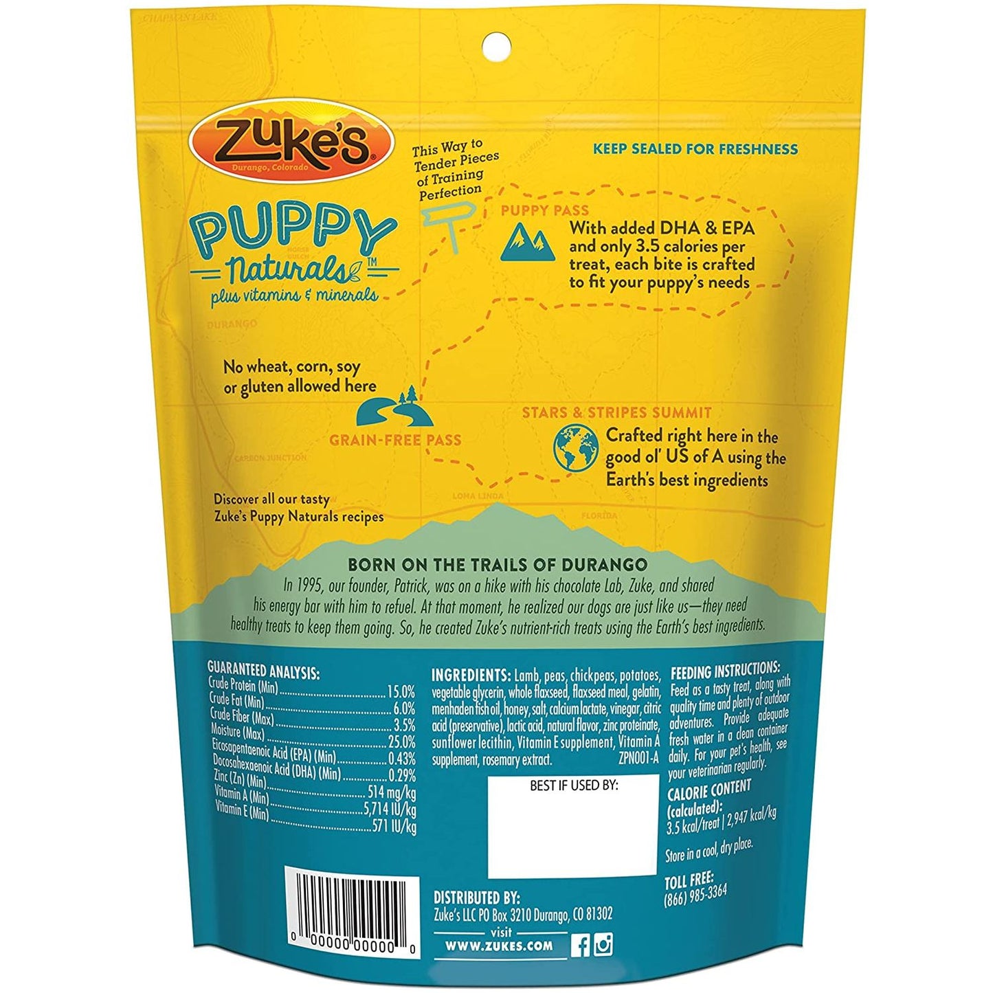 Zuke's Puppy Naturals Training Dog Treats Lamb & Chickpea Recipe 5oz.