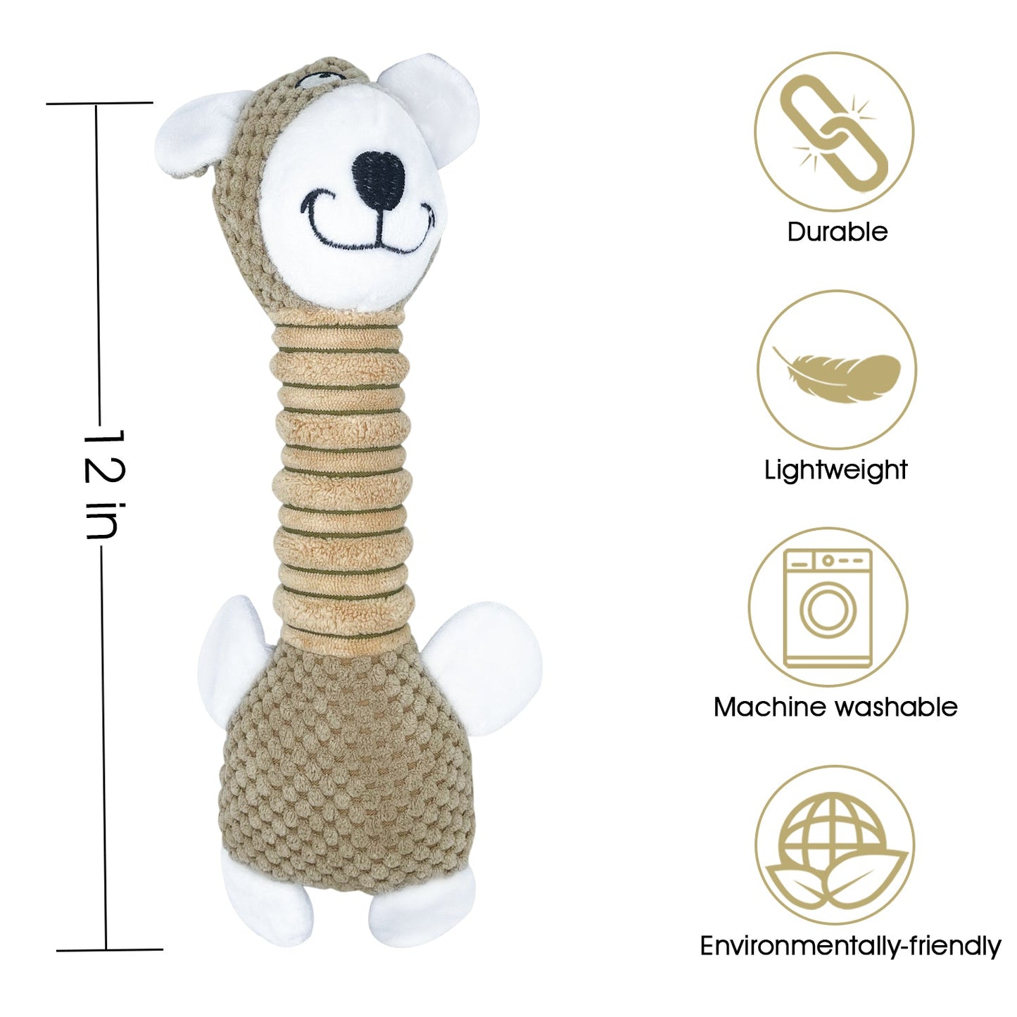 WOOZAPET Long Neck Sillies Plush Dog Toy with Squeaker