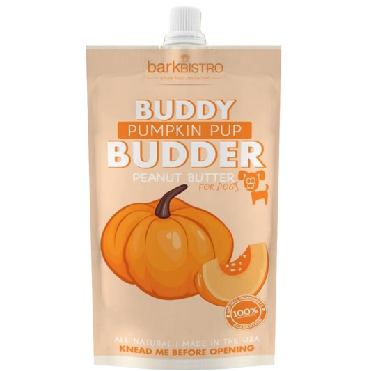 Bark Bistro Pumpkin Pup BUDDY BUDDER - 100% Natural Dog Peanut Butter, Made in USA 4 oz pouch