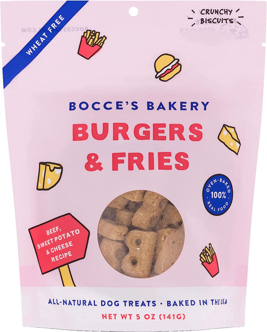 Bocce's Bakery Burgers & Fries All-Natural Dog Treats 5 oz