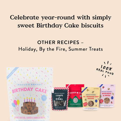 Bocce’s Bakery Birthday Cake Dog Treats All-Natural Peanut Butter Vanilla Biscuits