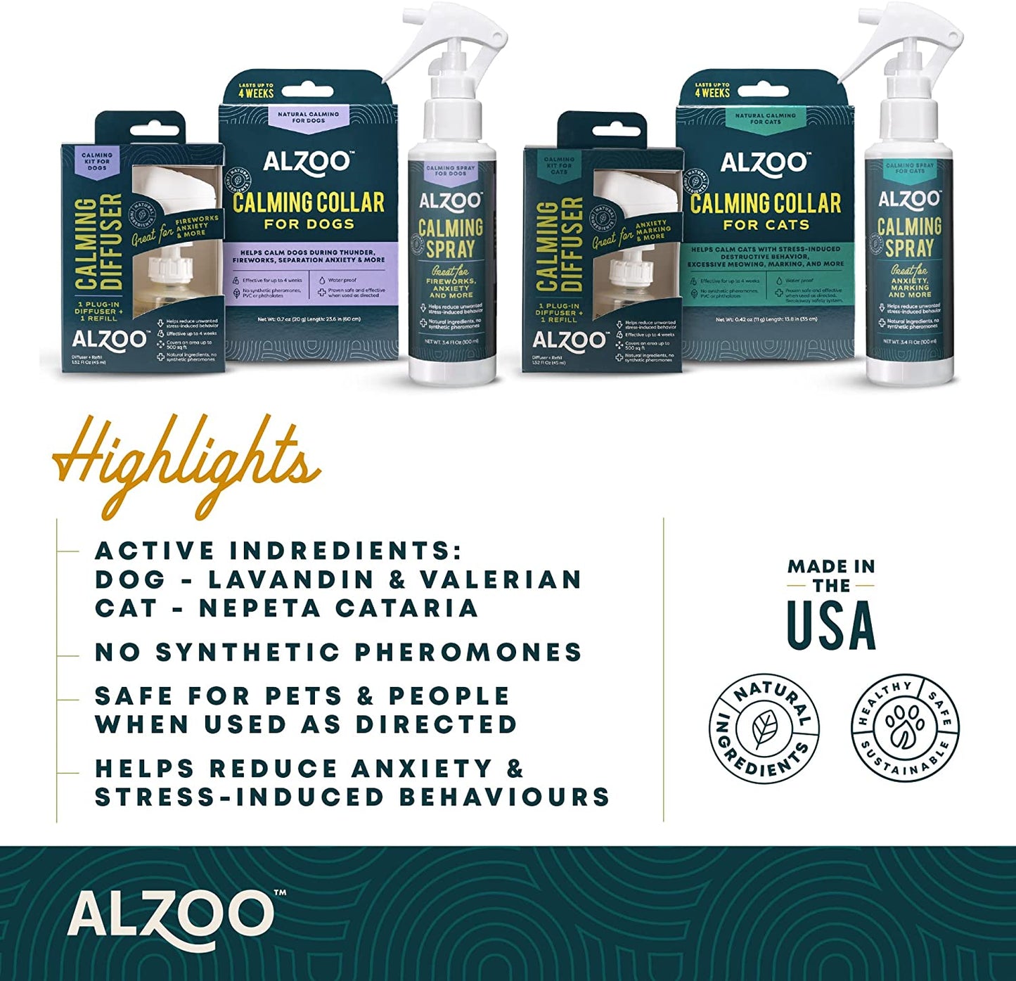 ALZOO All Natural Calming Spray for Cats