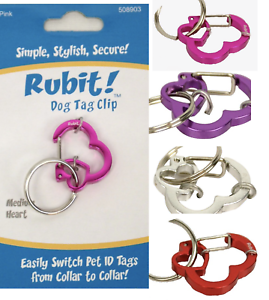 Rubit! Heart Shaped Aluminum Dog Tag Clip Small