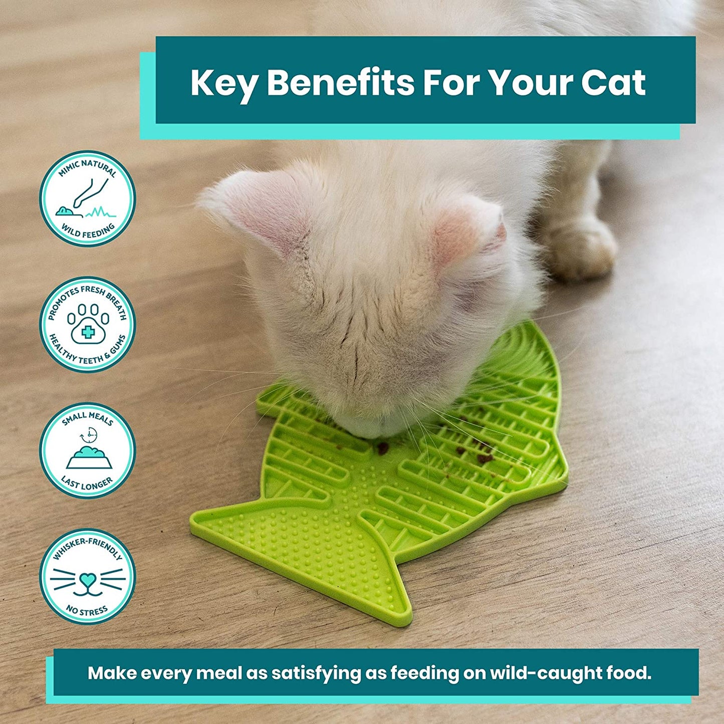 LickiMat Casper, Fish-Shaped Cat Slow Feeder Lick Mat