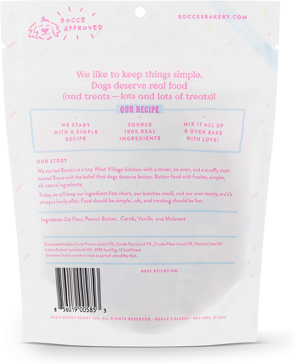 Bocce’s Bakery Birthday Cake Dog Treats All-Natural Peanut Butter Vanilla Biscuits