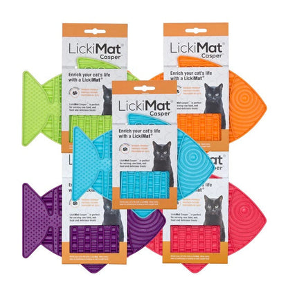 LickiMat Casper, Fish-Shaped Cat Slow Feeder Lick Mat Pink