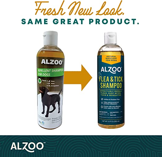 ALZOO Flea & Tick Repellent Shampoo for Dogs 12 oz.