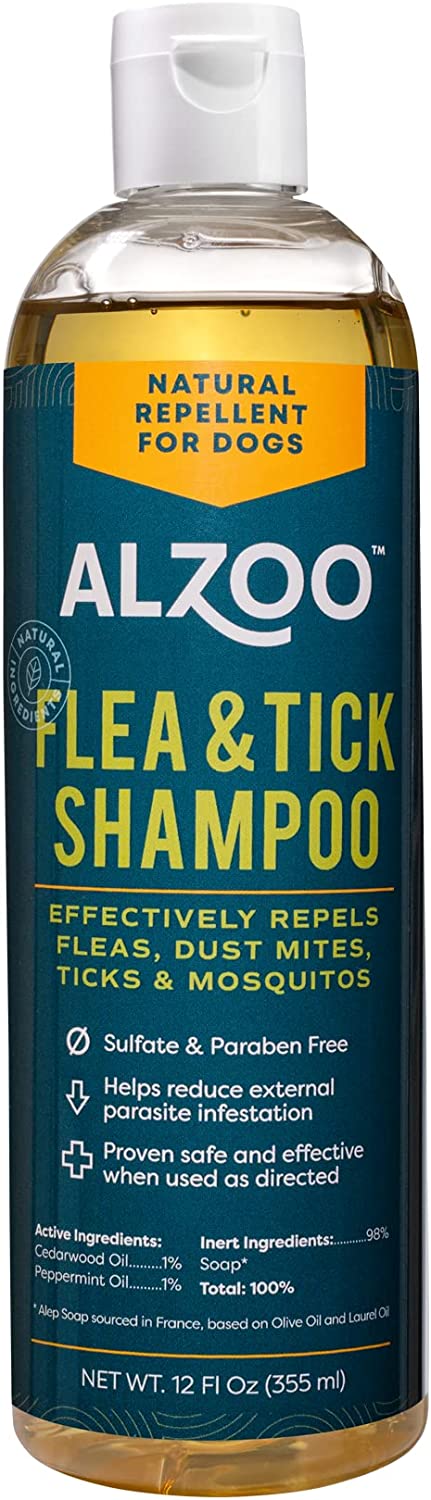 ALZOO Flea & Tick Repellent Shampoo for Dogs 12 oz.