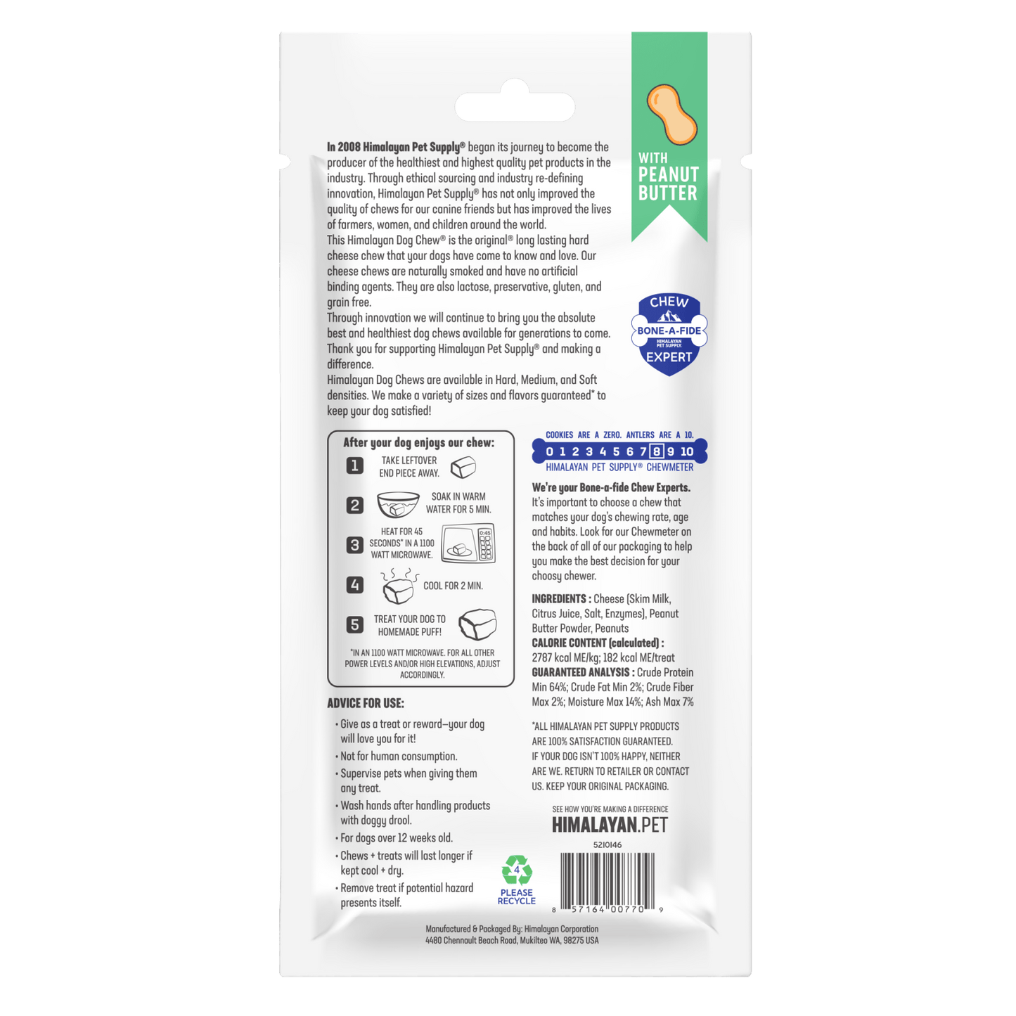 Himalayan Pet Supply Himalayan Dog Chew Peanut Butter Flavor - Extra Large