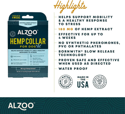 ALZOO Hemp Dog Collar | Sustainably and Safely Helps to Support Your Pet's Mobility