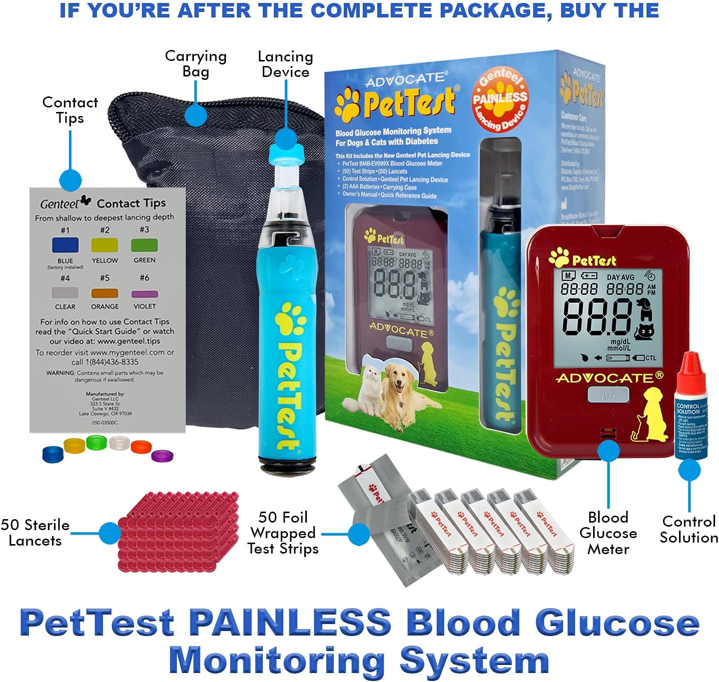 PetTest Twist Top Lancets 21G for Dogs and Cats for use with PetTest Diabetes Glucose Monitoring System (50 Lancets)