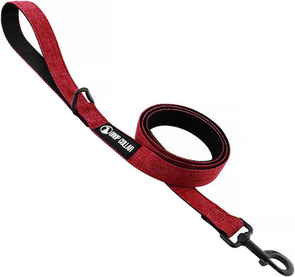 Drop Collar Natural Material Leash with Sleek D-Ring for Accessories & Soft Padded Gel Handle for Comfort (Long)