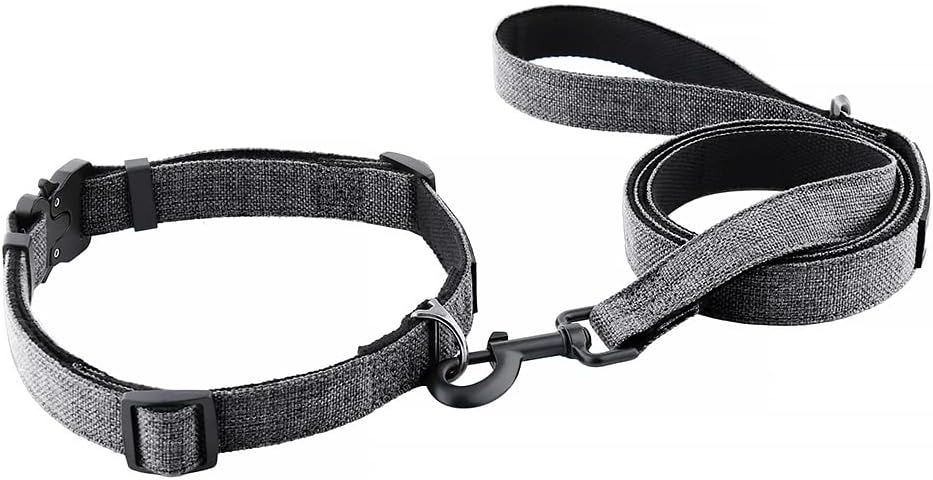 Drop Collar Natural Material Leash with Sleek D-Ring for Accessories & Soft Padded Gel Handle for Comfort (Long)