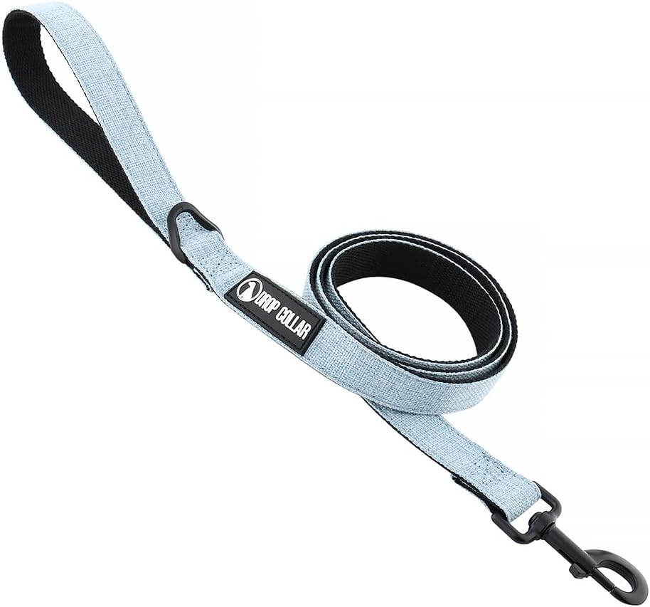 Drop Collar Natural Material Leash with Sleek D-Ring for Accessories & Soft Padded Gel Handle for Comfort (Long)