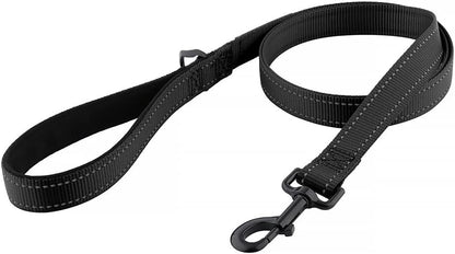 Drop Collar Reflective Nylon Leash with Sleek D-Ring for Accessories & Soft Padded Gel Handle for Comfort (Long)