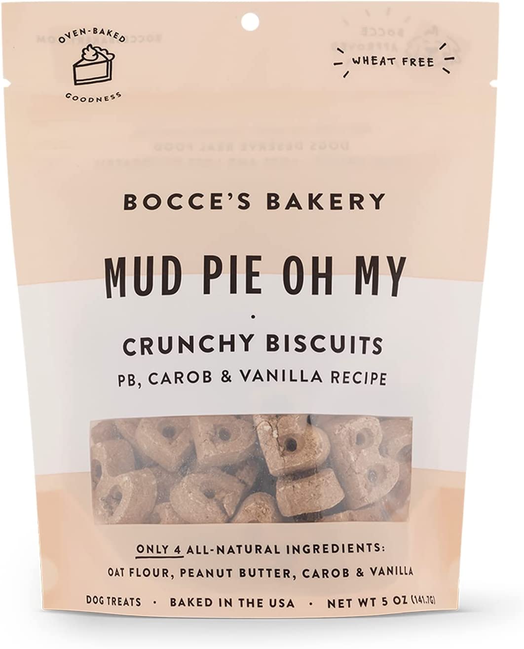 Bocce's Bakery Mud Pie Oh My All-Natural Crunchy Biscuits Dog Treats 5 oz