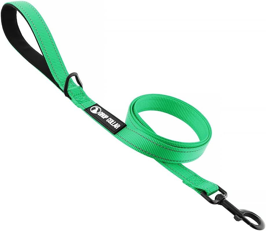 Drop Collar Reflective Nylon Leash with Sleek D-Ring for Accessories & Soft Padded Gel Handle for Comfort (Long)