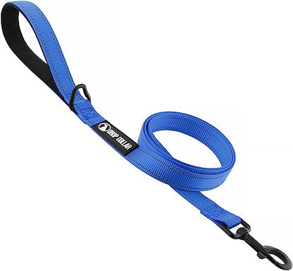 Drop Collar Reflective Nylon Leash with Sleek D-Ring for Accessories & Soft Padded Gel Handle for Comfort (Long)