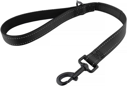 Drop Collar Reflective Nylon Leash with Sleek D-Ring for Accessories & Soft Padded Gel Handle for Comfort (Shorty)