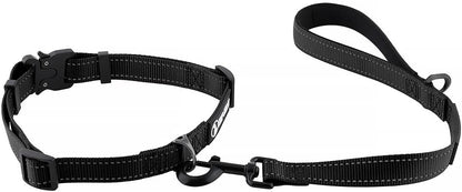 Drop Collar Reflective Nylon Leash with Sleek D-Ring for Accessories & Soft Padded Gel Handle for Comfort (Shorty)