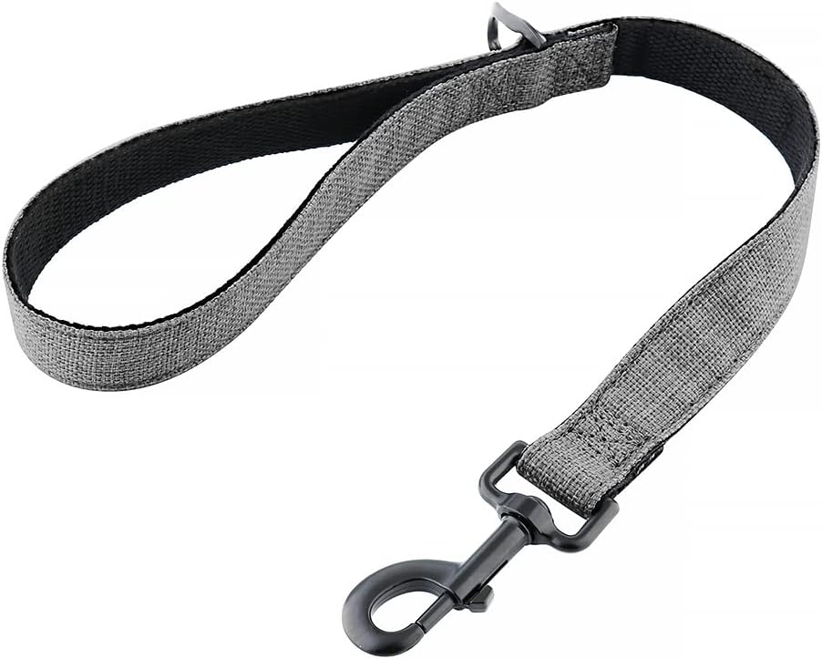 Drop Collar Natural Material Leash with Sleek D-Ring for Accessories & Soft Padded Gel Handle for Comfort (Shorty)