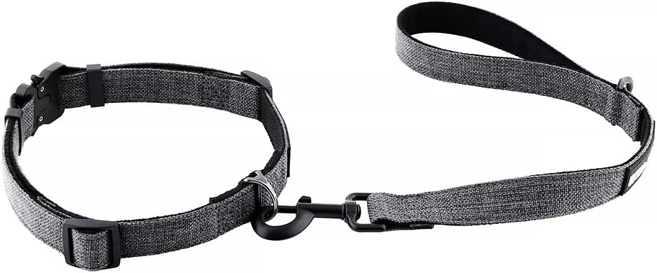 Drop Collar Natural Material Leash with Sleek D-Ring for Accessories & Soft Padded Gel Handle for Comfort (Shorty)