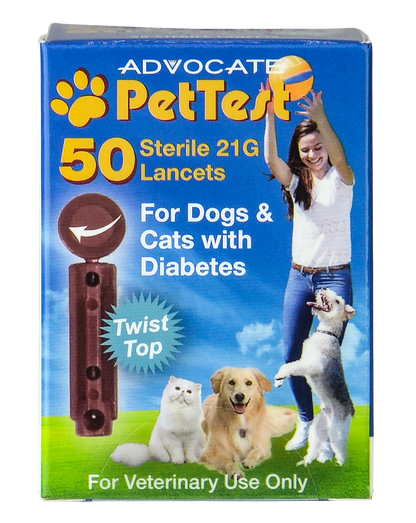 PetTest Twist Top Lancets 21G for Dogs and Cats for use with PetTest Diabetes Glucose Monitoring System (50 Lancets)