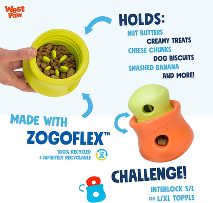 West Paw Zogoflex Toppl Treat Dispensing Dog Toy Puzzle Small Orange